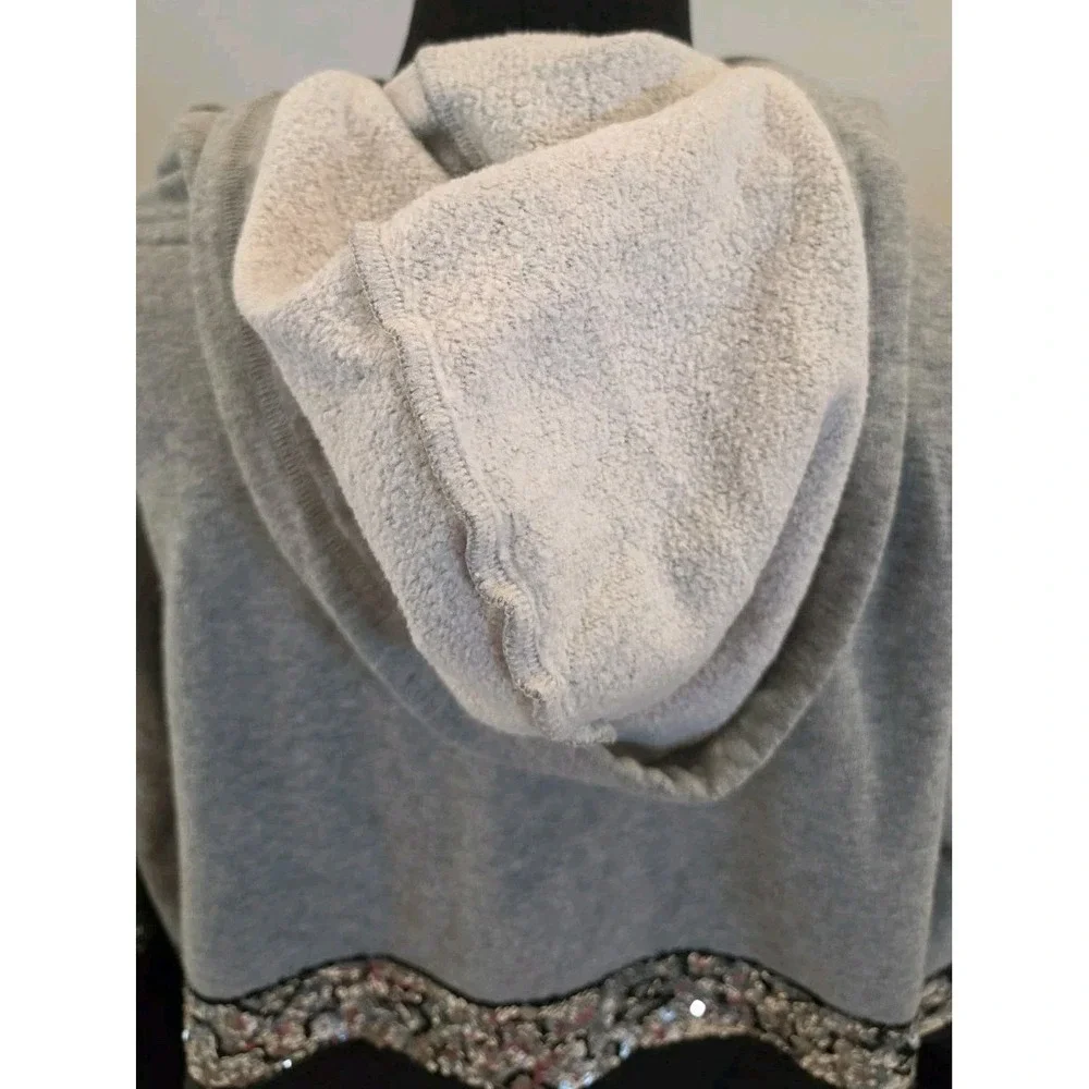 Victoria's Secret PINK Gray Marled Sequin Hoodie SZ M Y2K 2000s Athleisure